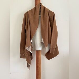 Olivers Tan Fringe Open Front Sweater